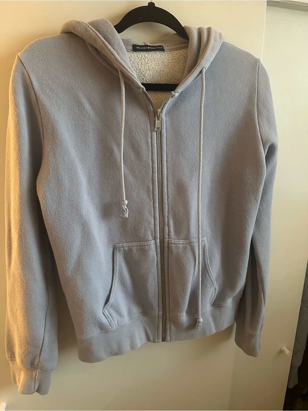 Brandy Melville Cozy Light Blue Zip-Up Hoodie